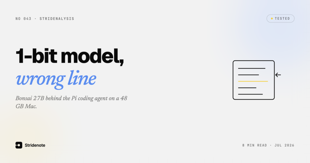 Bonsai 27B in a coding agent: a 1-bit model that calls tools cleanly and misses the line number