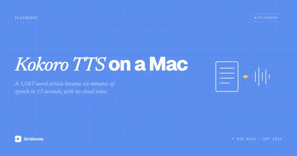 Kokoro TTS on a Mac: install, speed on an M4 Pro, and automatic article narration